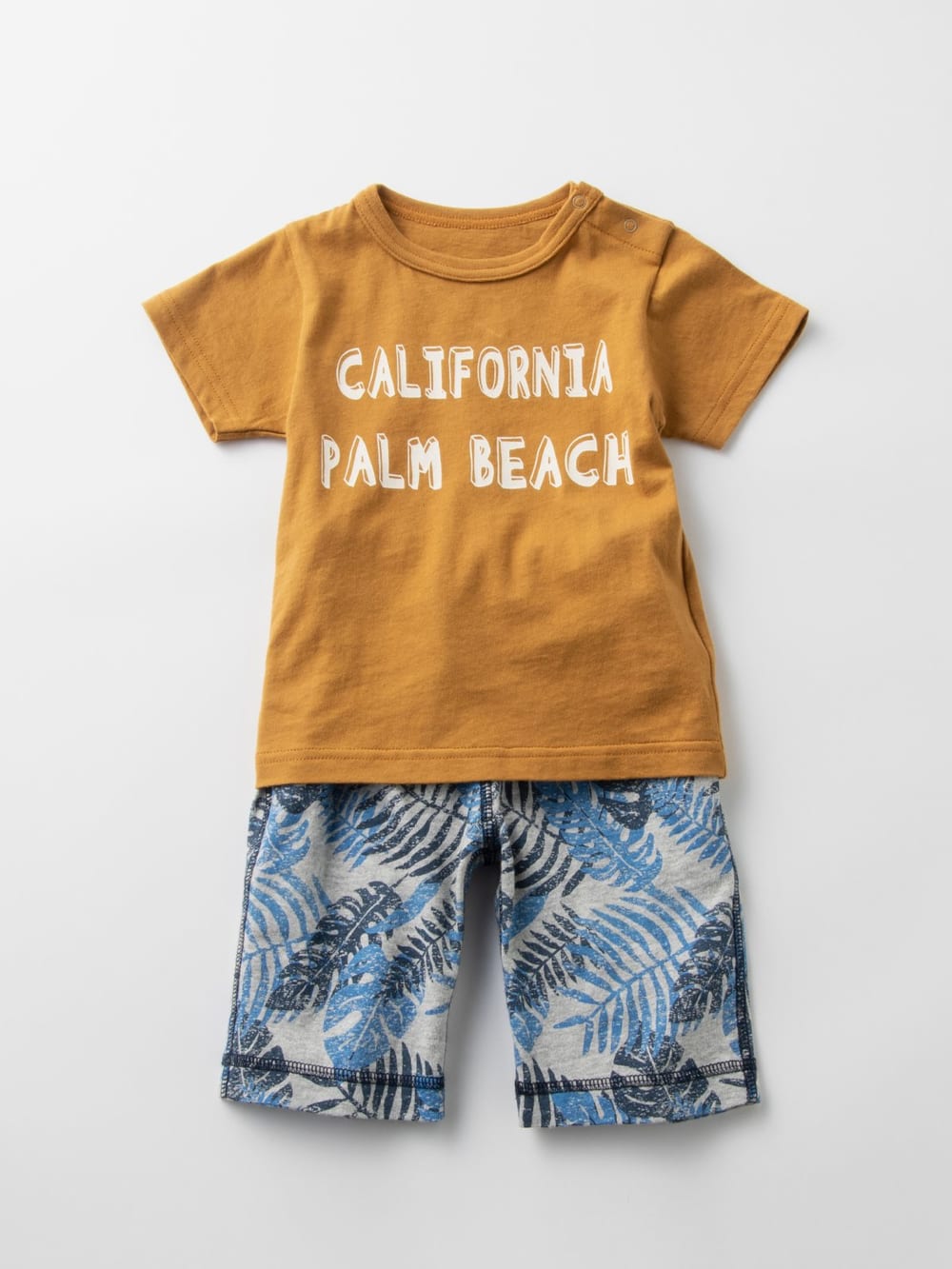 ベビートップス|Ampersand（アンパサンド）プリントＴシャツ＆ボタニカルパンツ2点セット|ベージュ